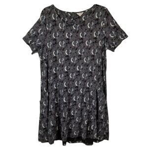 Fat Face Women Bird Print Simone Shirt Dress Size 12 Pockets Short Sleeve Cotton